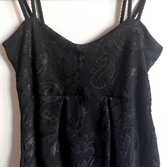 Vintage Black Paisley Camisole Sweetheart Neckline - Picture 3 of 7
